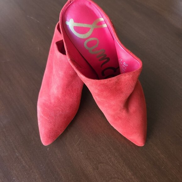 Sam Edelman Red Suede Slides With Heels NWOT Sz 7 ½ - Picture 2 of 9